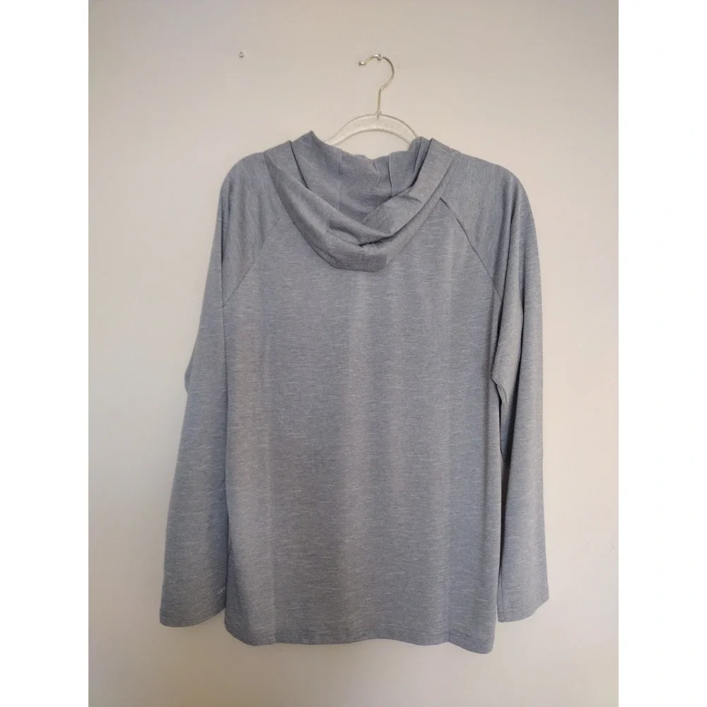 Nike Swim Top Men M Gray Dri-Fit UPF 40+‎ Hooded Athletic Logo Long Sleeves
